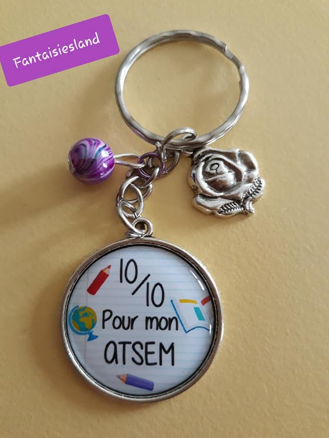 Porte-clés argenté 10/10 Pour mon ATSEM