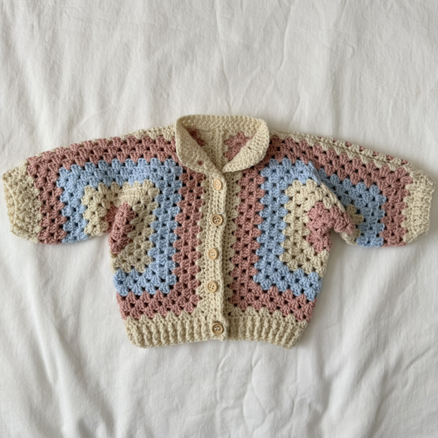 Pastel crochet hexagon cardigan