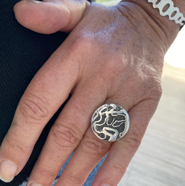 Bague unique en argent « Corail Cerveau de neptune »