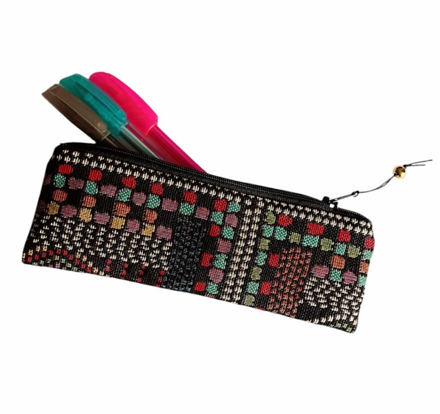 Mini Trousse pour stylos/ trousse longue / trousse tapisserie/ Pochette stylos originale/Etui à lunettes /Jacquard multicolore