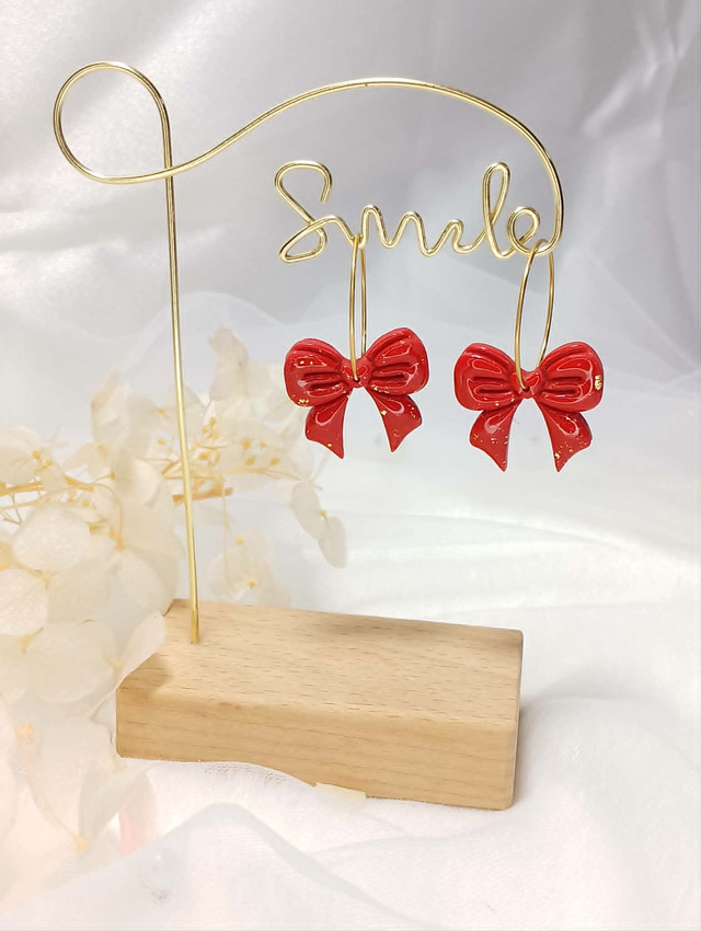 Boucles d'Oreilles "Nœuds Rouge Câlin"