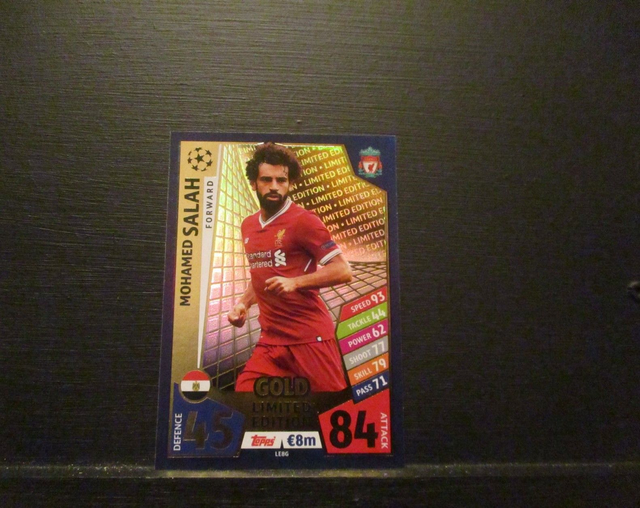Mohamed Salah - UEFA Champions League Match Attax 2017/18 Gold Limited Edition Original Trading Card #LE8G