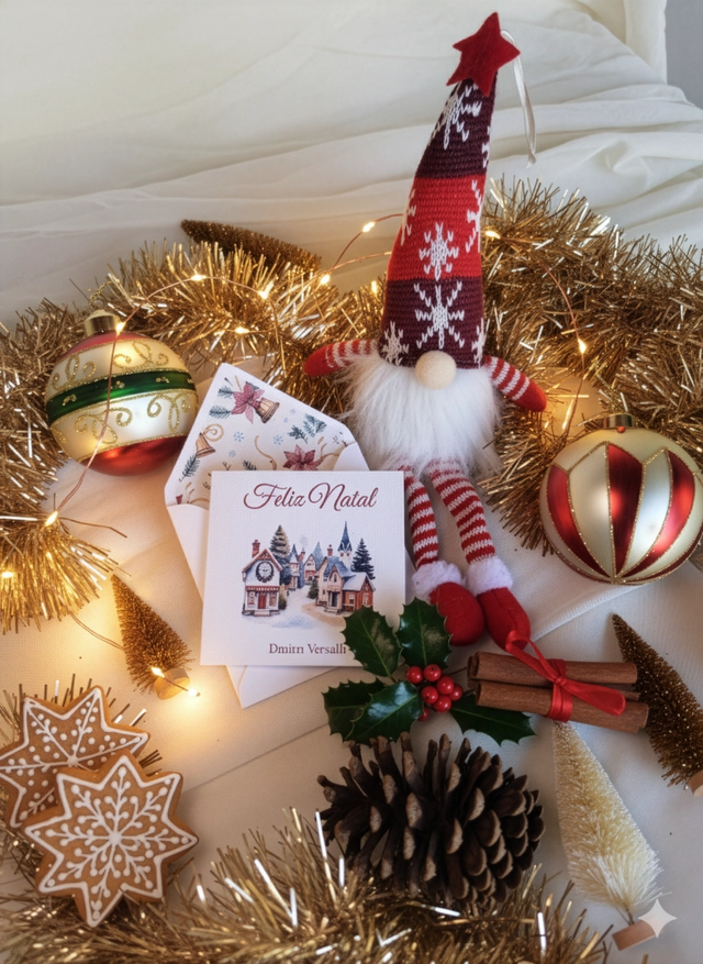 Kit com 10 cartões Natalinos com nomes personalizados