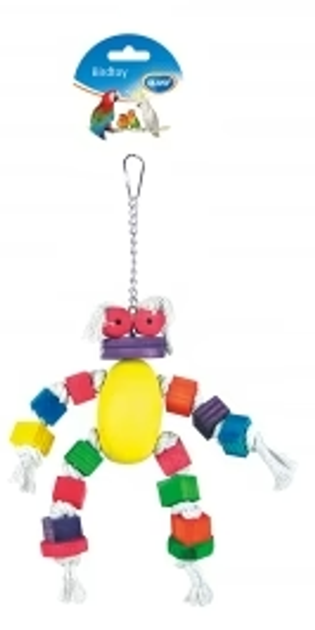 Hanging wooden and rope doll