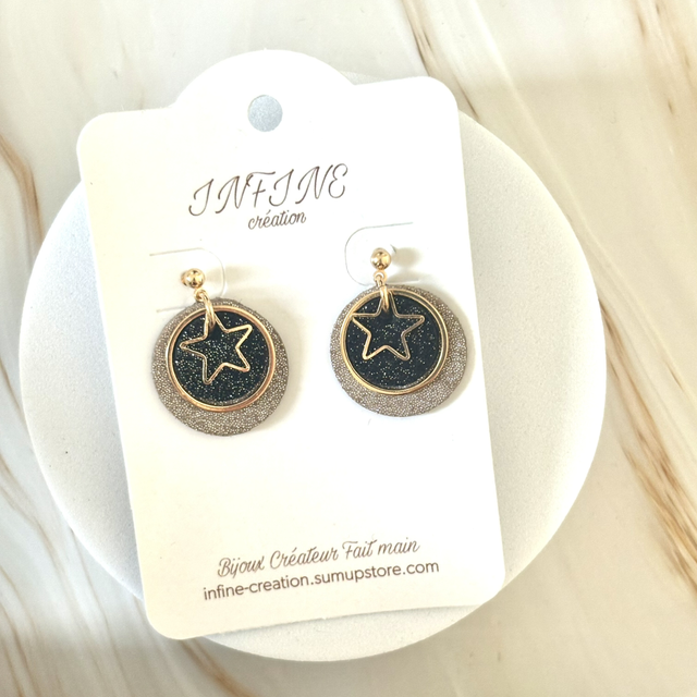 Boucles d’oreilles « Essentielle Étoile Pailletée »