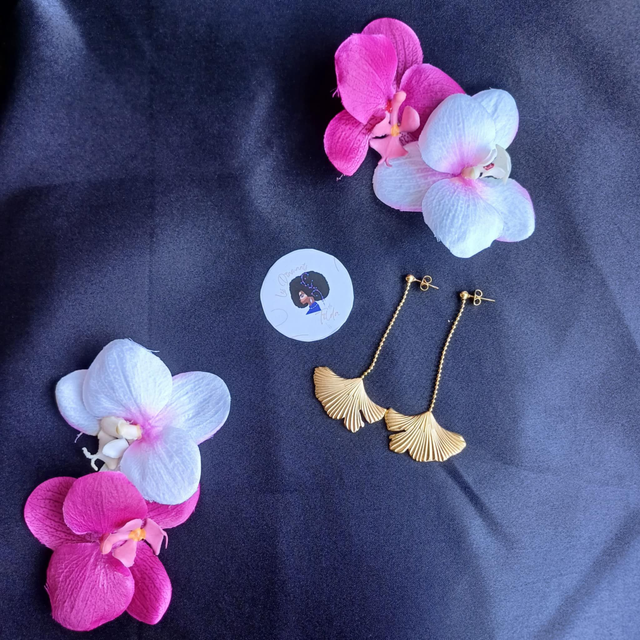 Pendant Goutte Gingko doré 