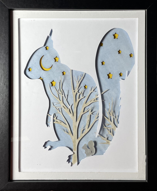 Ecureuil - cadre 3D lumineux - VENDU