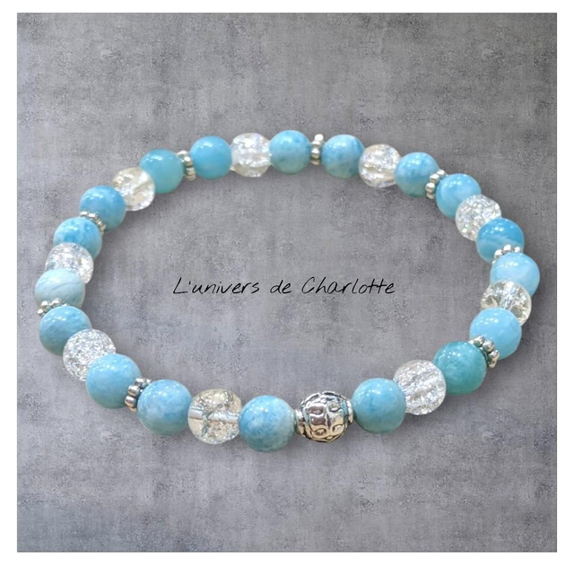 Bracelet "Amazonite du Pérou & Cristal de roche" 6mm BR-117