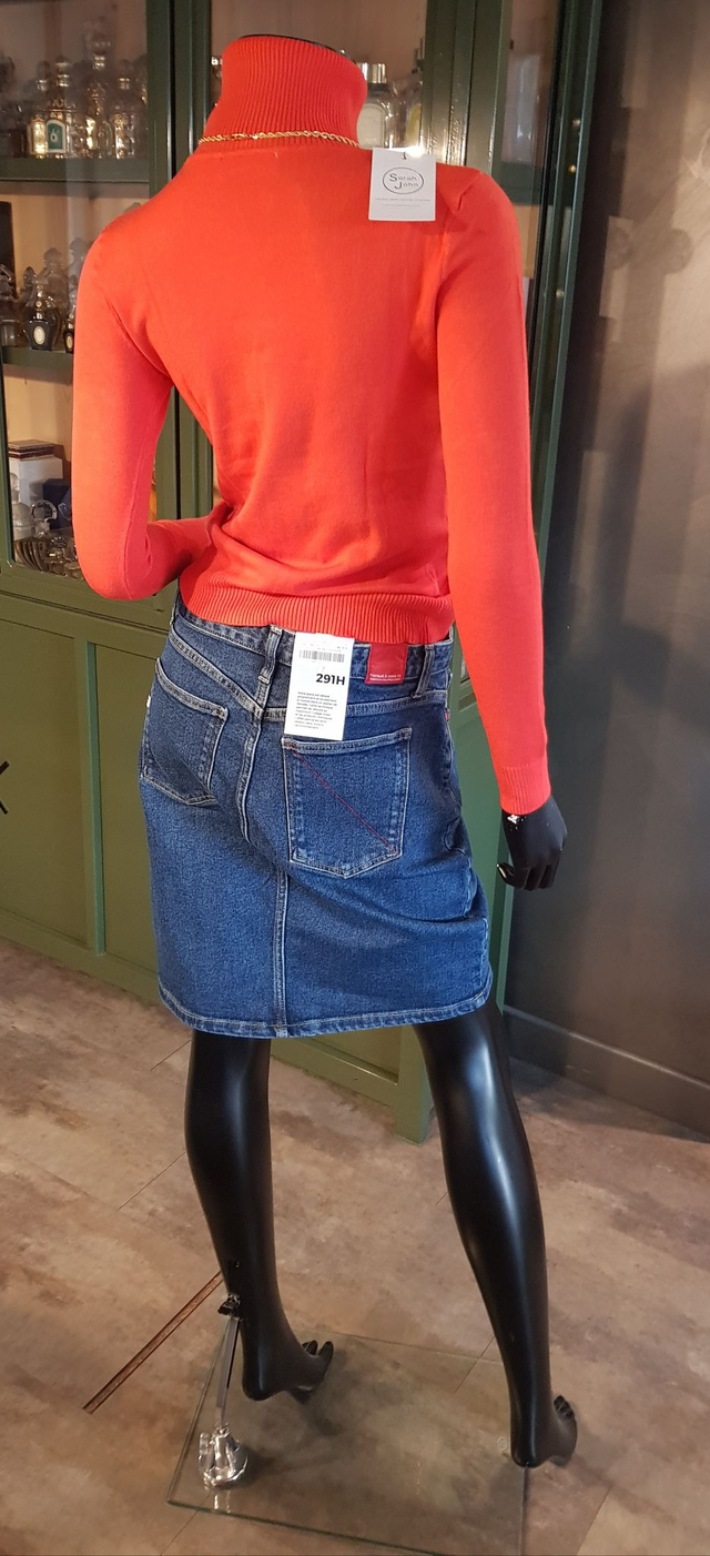 Jupe jean's droite 1083 Modèle 291H super Denin indigo bleu océan