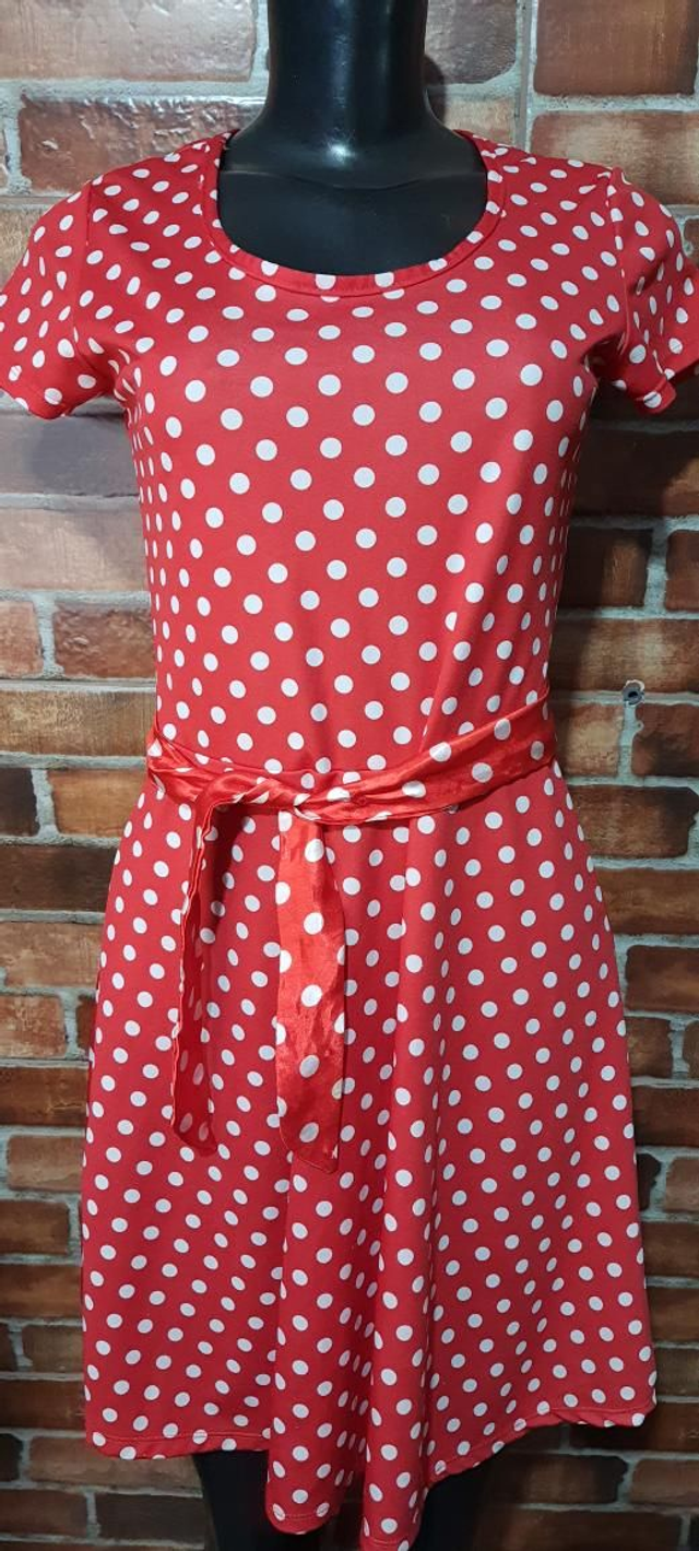 Vestido De Bolinha Vermelho Com Branco T/M