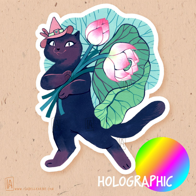 Sticker Pailleté - Kitty Lotus 