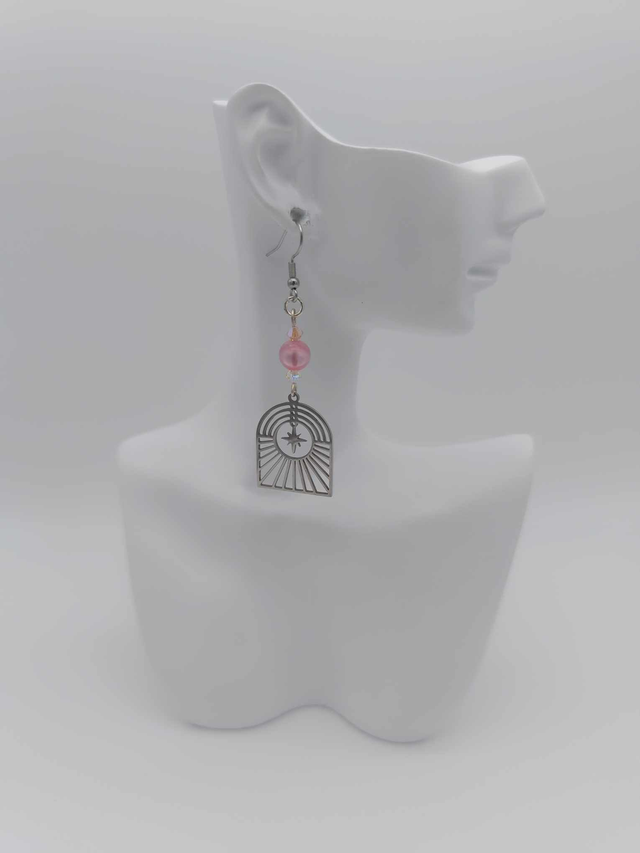 Boucles d&#039;oreilles en métal Etoiles et perles Swarovski    