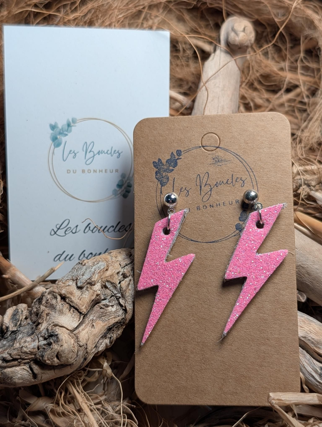 Boucles d'oreilles Années 80/90 Queen rose paillettes x010