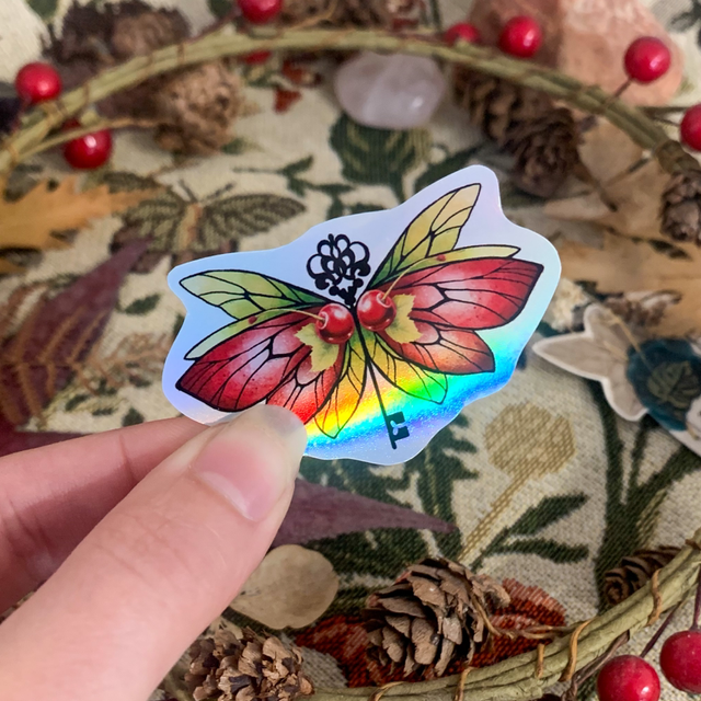 Sticker holographique - Fée cerise