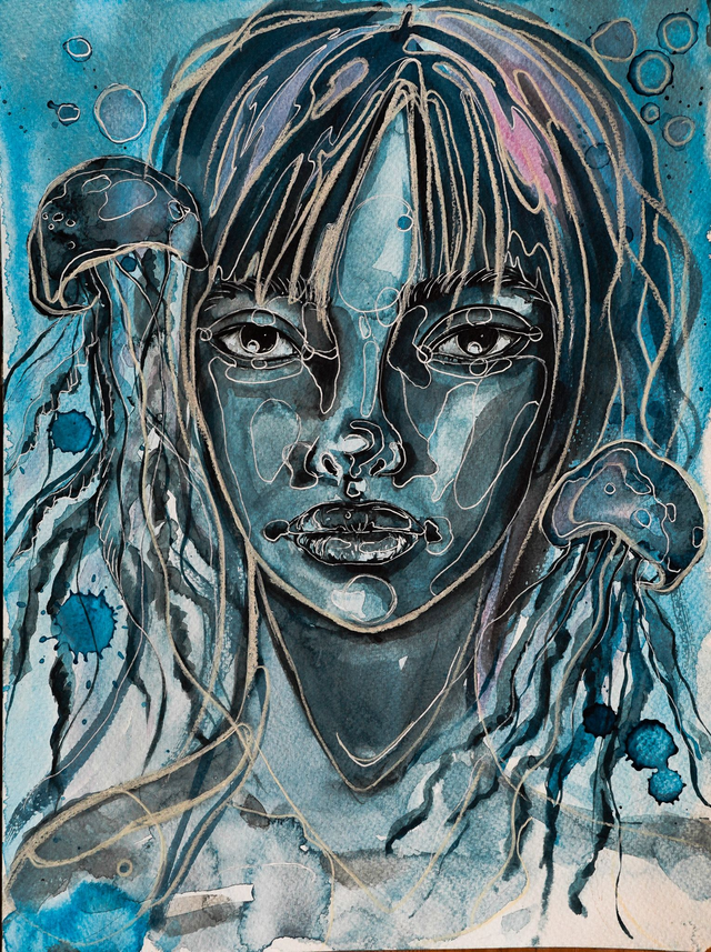 Medusa Woman - Aquarell Original