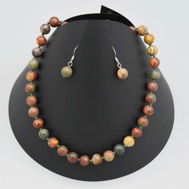 Parure de bijoux en Jaspe Picasso véritable