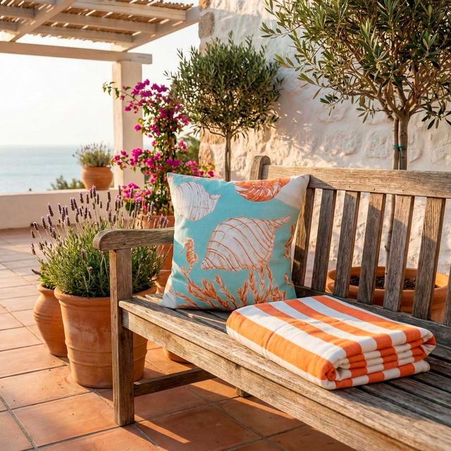 Fundas Cojín "Brisa del Egeo" – Edición Ilustración Marina 40x40cm