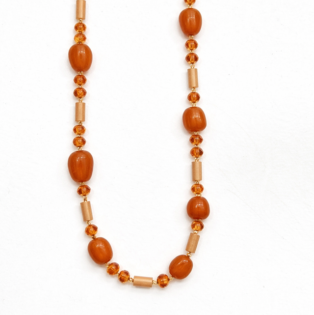 Collar piedras y cristales melocotón 