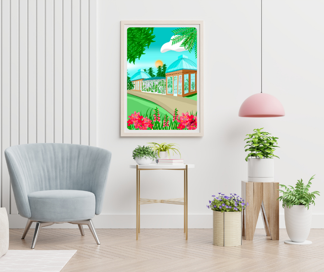 Botanical Gardens, Sheffield Art Print - Colourful Yorkshire Wall Art by UK Artist Marie Gregg 