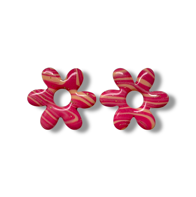 Pampilles Daisy marbrées framboise et pêche 