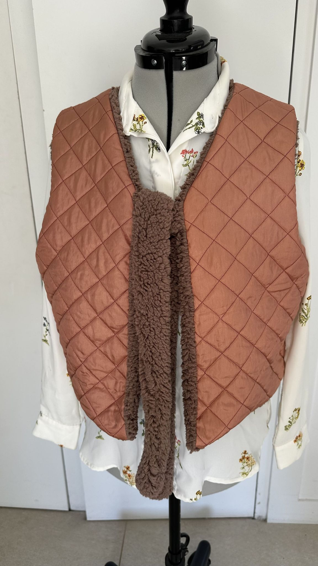 Doudoune sans manches réversible brique