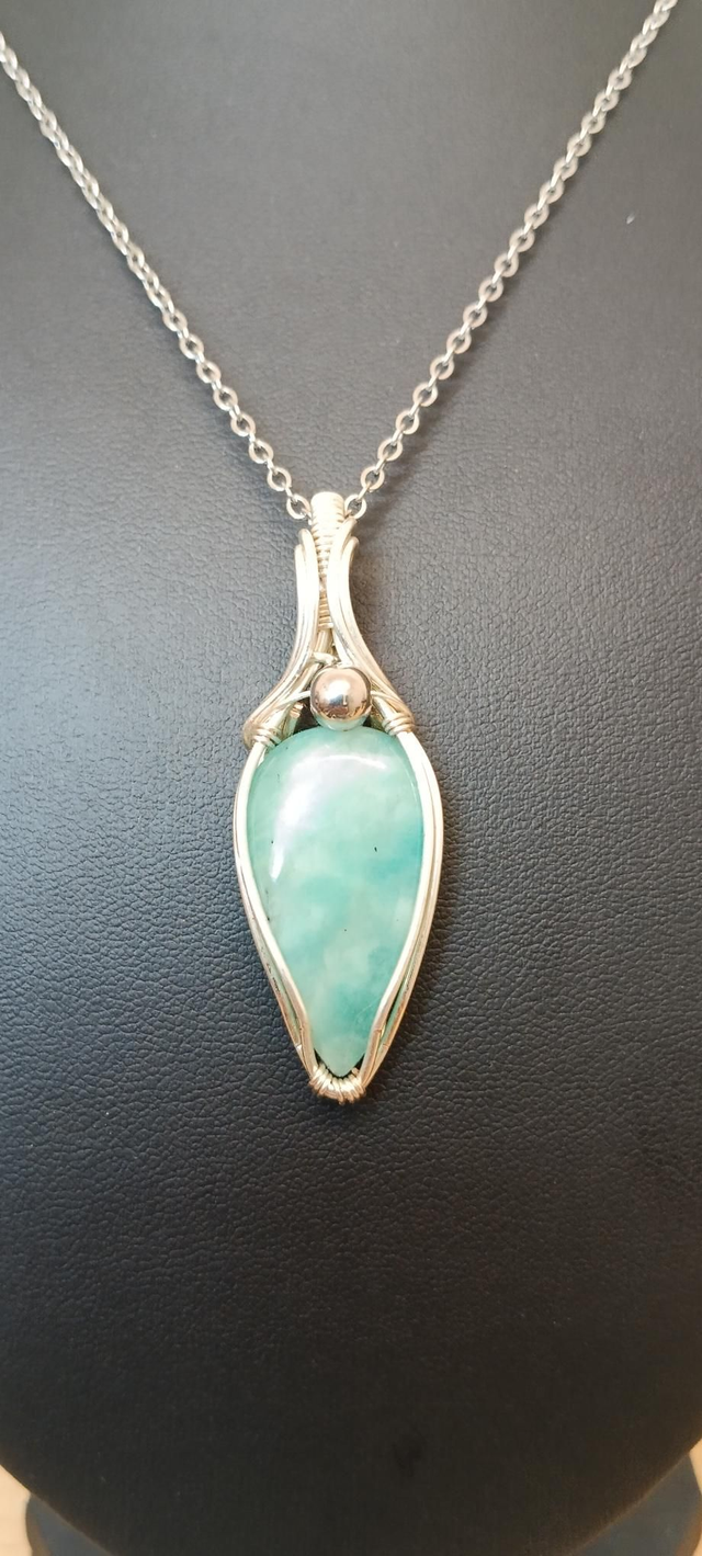 Pendentif cuivre argenté et aventurine 