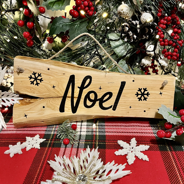 Handcrafted Cypress Wood Christmas Wall Hanging