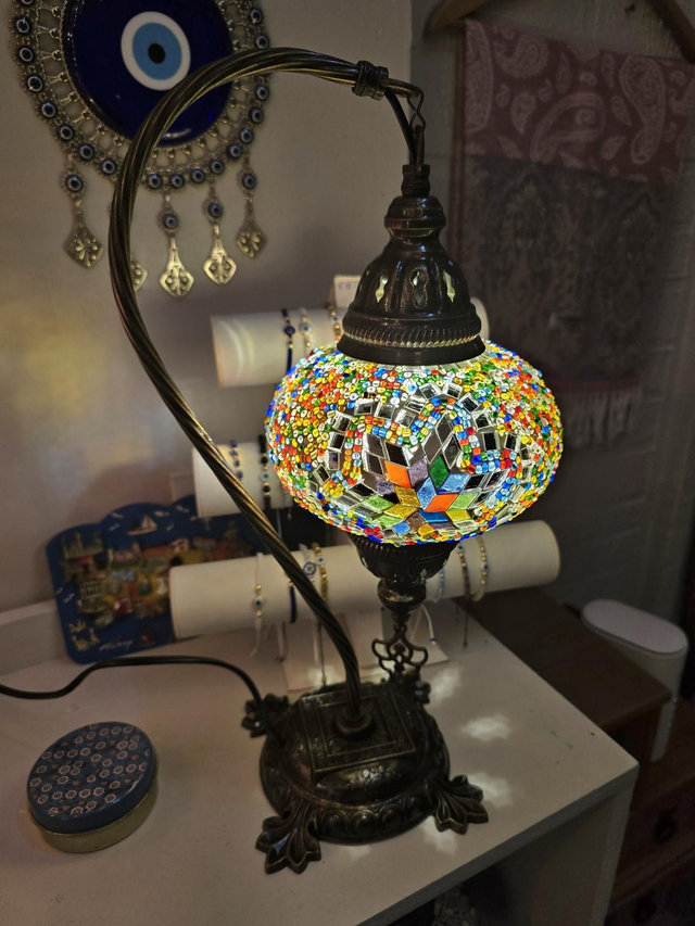 Large Mosaic Swanneck Table Lamp