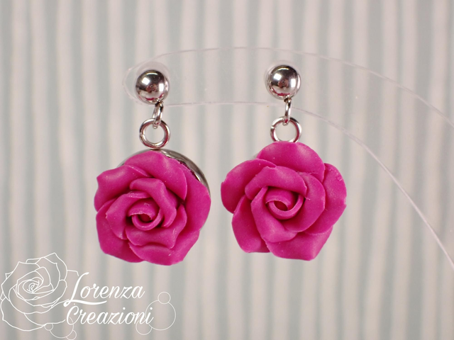 Orecchini pendenti rose purple