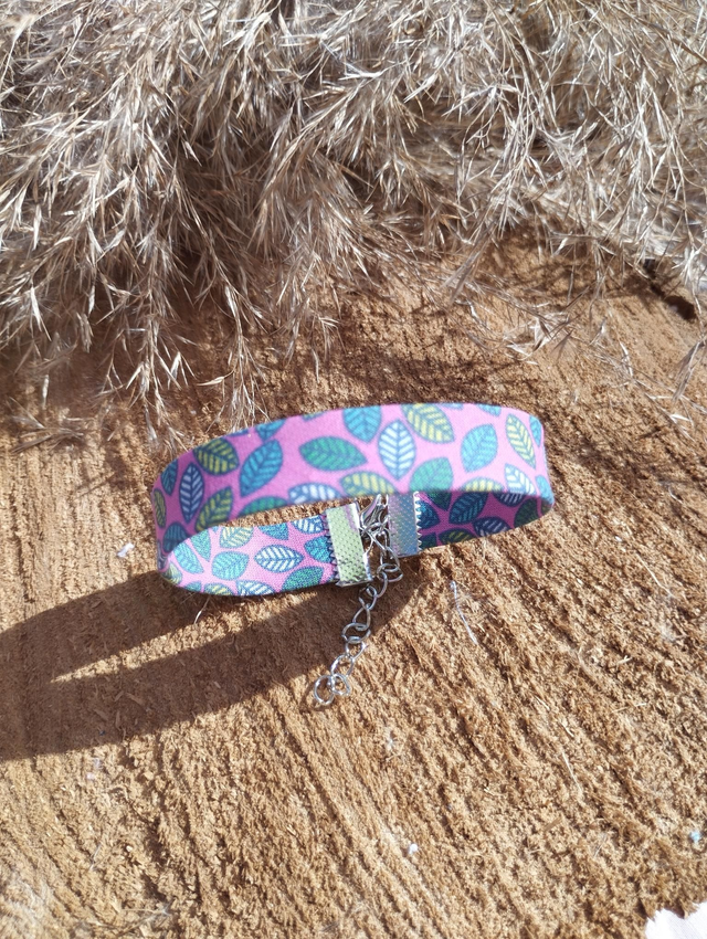 Bracelet large en tissus - motif Automne Rose