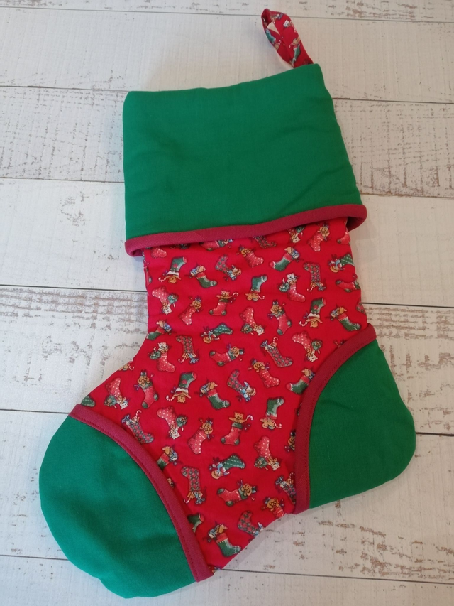 Red &amp; Green Cuffed Stocking