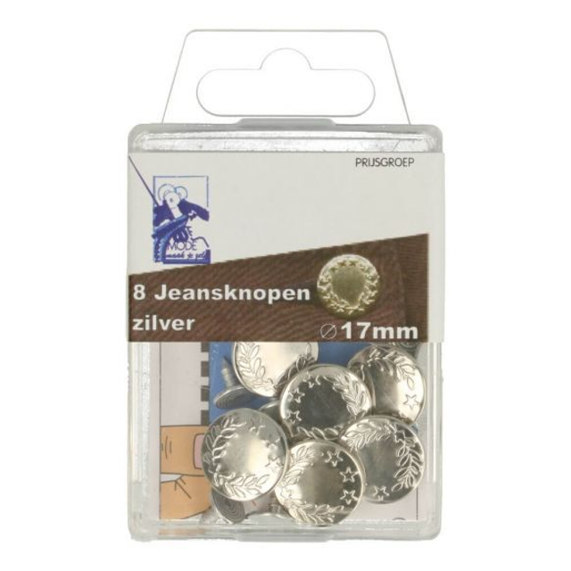 Jeansknopen zilver 8 stuks (722240