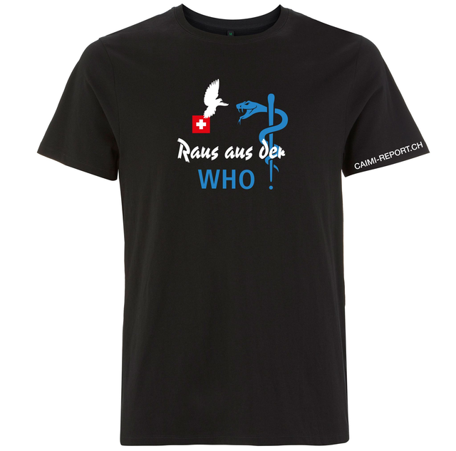T-Shirt, unisex, schwarz, Raus aus der WHO 