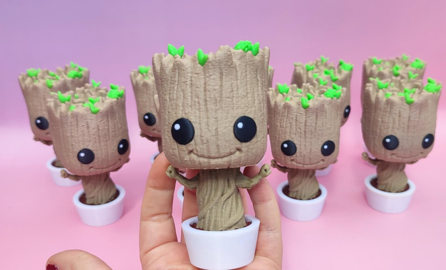 Baby Groot Bobble head 3D Printed – Cute Desk Toy, Plant Pot Style Figure