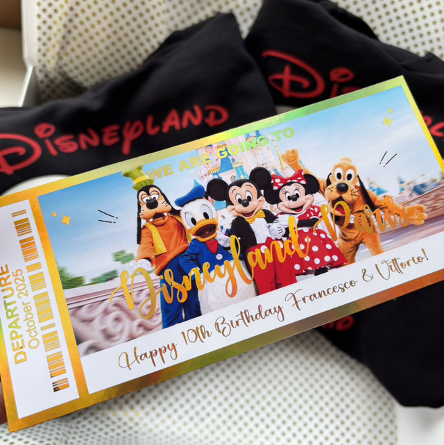 Disneyland Mickey and friends delux gold foil ticket