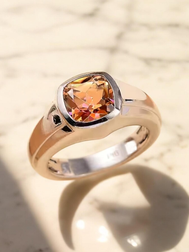 Mystic Quartz & Platinum Filled Solitaire Ring.