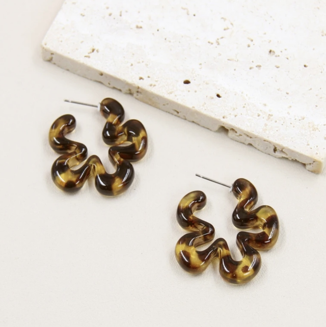 Boucles d’oreilles forme fleur léopard