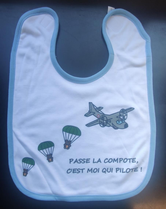 Bavoir "Passe La Compote" Bleu