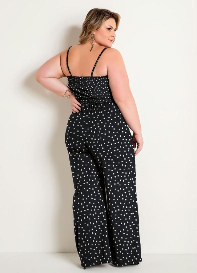 Macacão De Alças Com Amarração Cor Lisa Plus Size | Marguerite