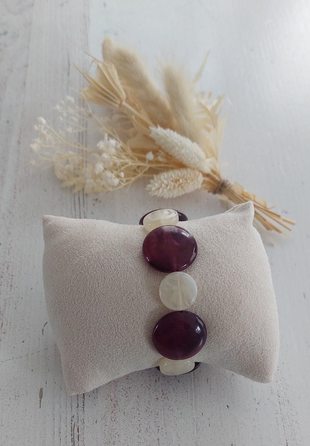 Bracelet Marcelin Aubergine Blanc 