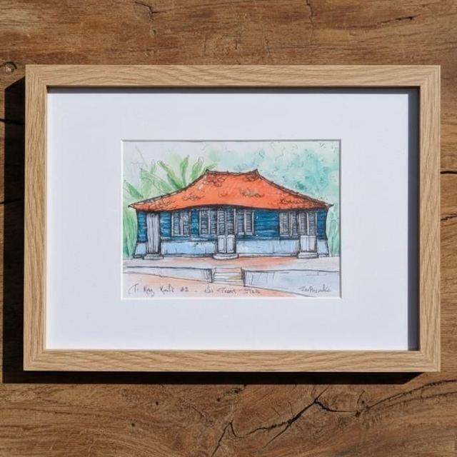 Encre et aquarelle - case créole #2 - Les Trois Ilets - Martinique 