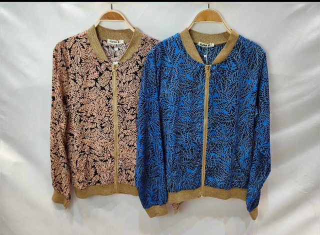 blouson NOIR/BLEU  FEUILLES *