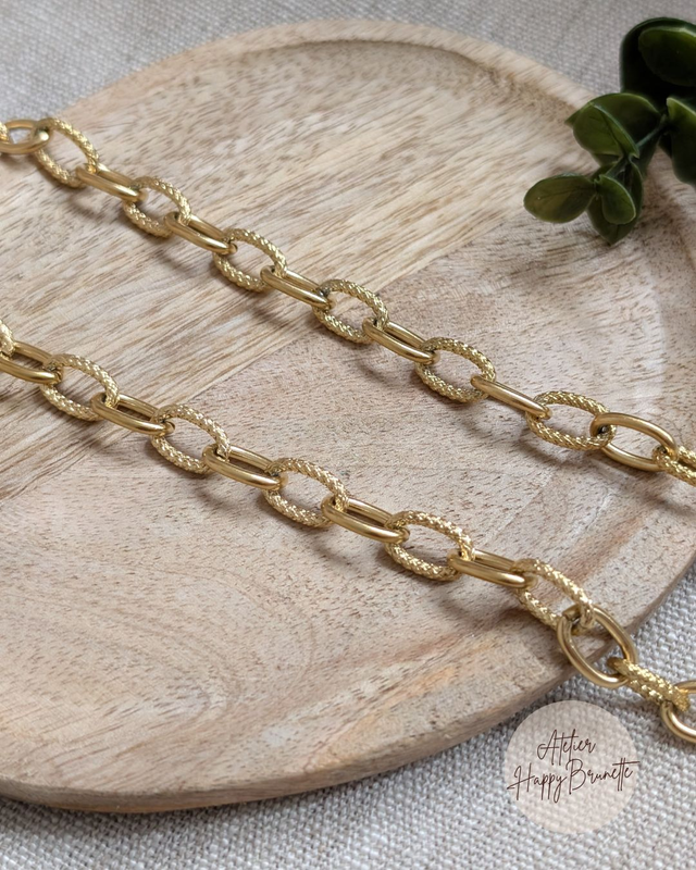 Collier Or - Chaine maille striée