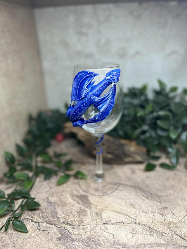Verre à Vin Dragon bleu saphir