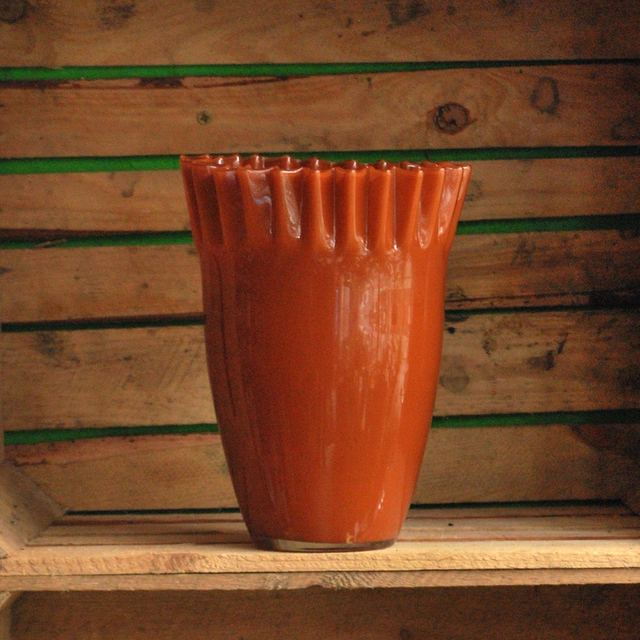 Glass Pleat Topped Vase 