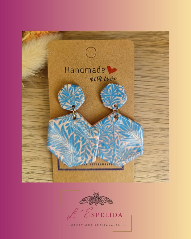 Imprimés feuillages roses et bleues 