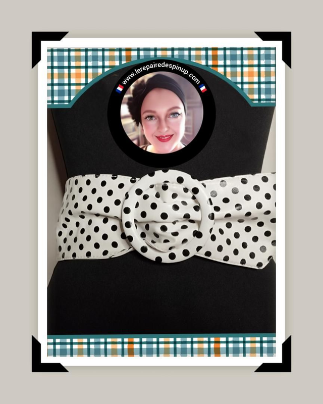 Ceinture Pin UP blanc polka