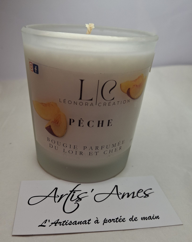 Bougie parfumée pot givré Pêche 170 gr