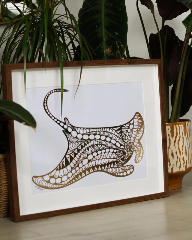 Manta Ray Foil Print