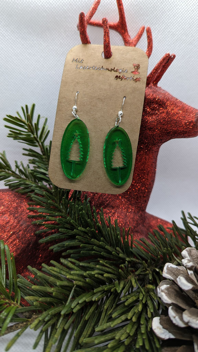 Ohrringe Acryl Baum oval